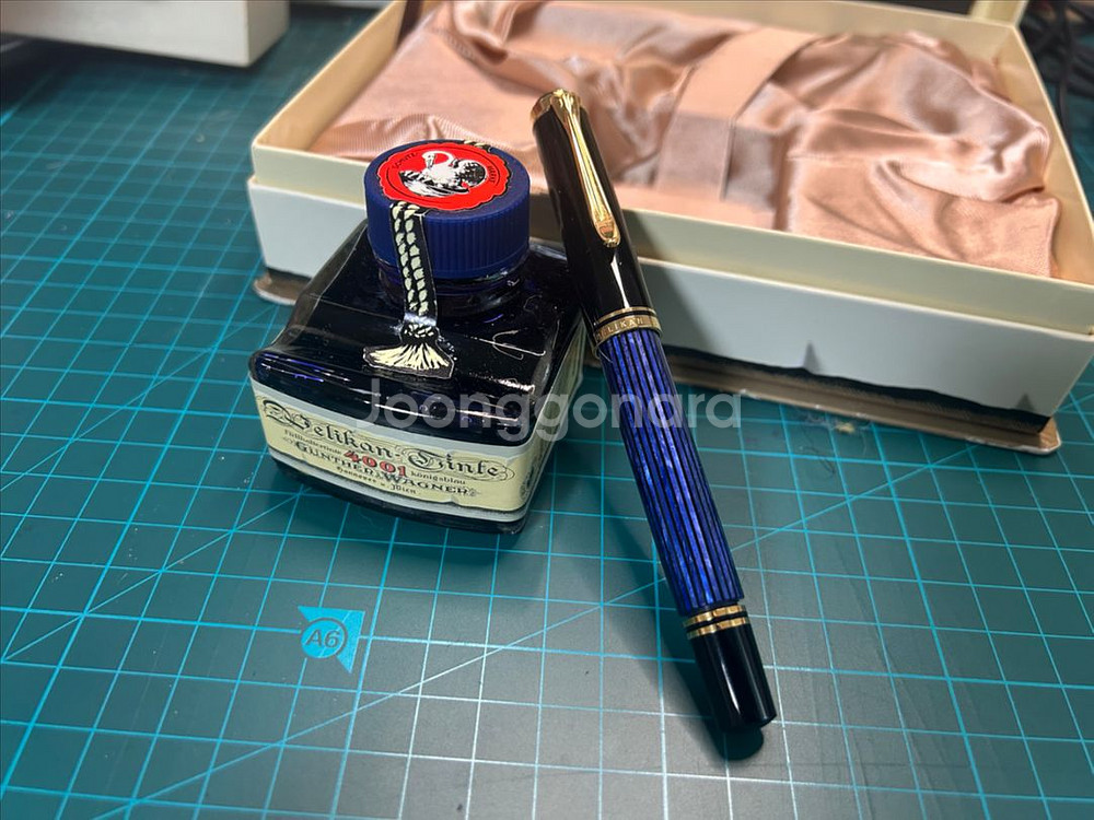 펠리칸 m400 만년필과 잉크 풀박스 - 14c 금 M--1