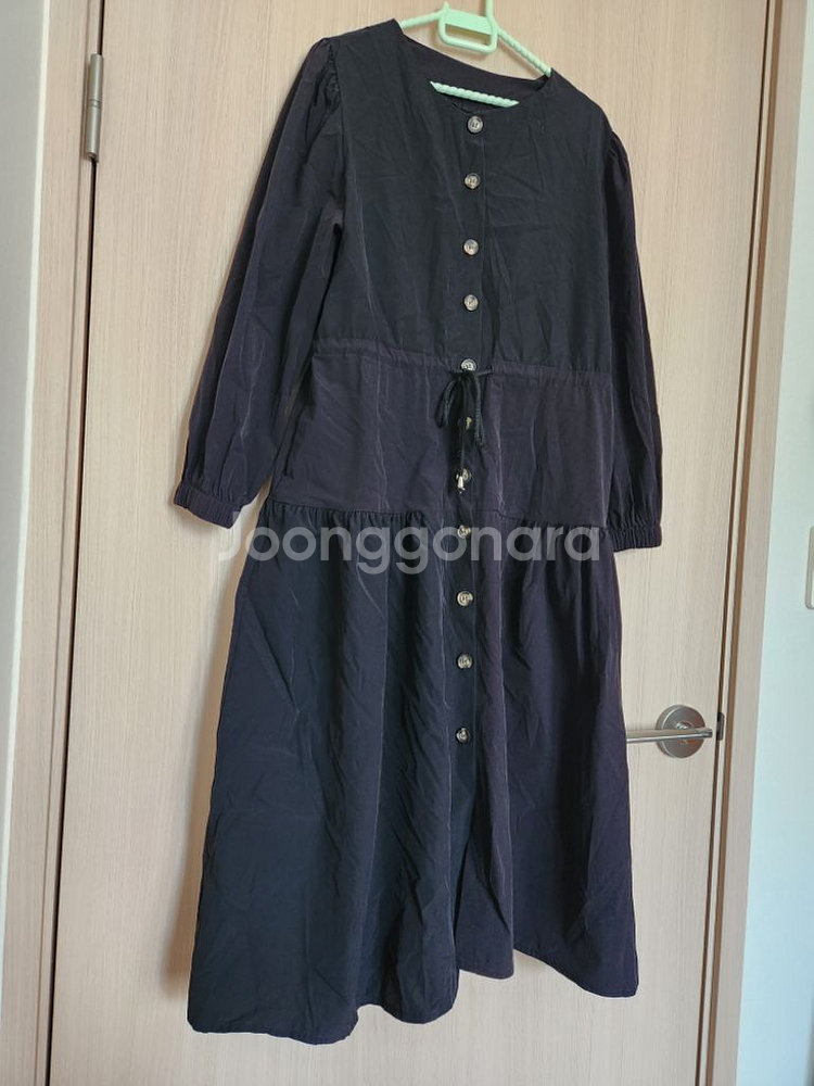 여자라운드 검정단추내추럴원피스 롱치마--2