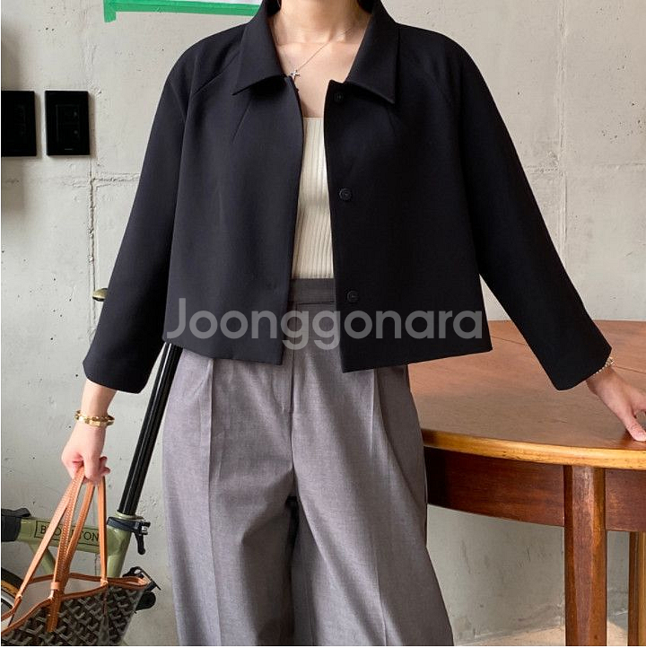 아이링마켓 제작 프리미엄 크롭자켓 블랙 M--0