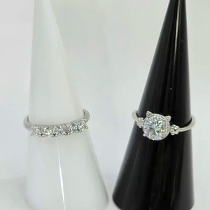 새제품 S925 순은 0.1캐럿 5알 모이사나이트 반지 이미지