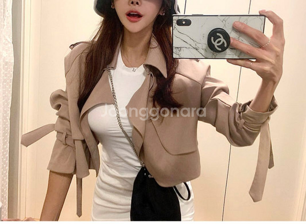 [새상품] 숏 예술핏 트렌치 자켓 <블랙>--5