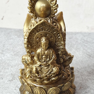 금동 삼면삼존불 높이14cm 무게586g