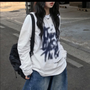 히릿 오버핏 나염 긴팔티 화이트/차콜