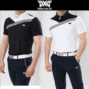 PXG 골프웨어 남성 가슴 배색사선 로고나염 카라티