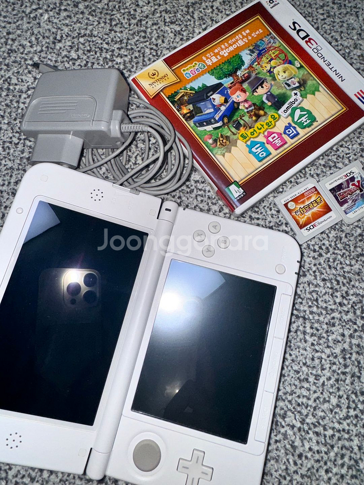 닌텐도 3ds xl 화이트 구큰다수+튀동숲,포켓몬칩--1