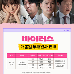 5월7일 A열중앙단석 CGV용산 바이러스 무대인사
