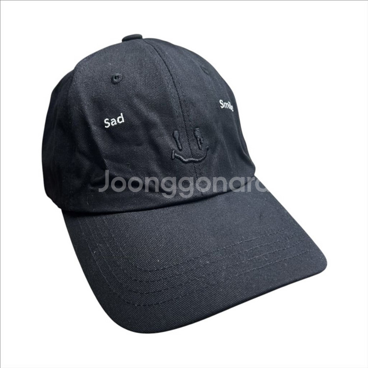 커스텀멜로우 새드스마일 볼캡 모자 블랙--2