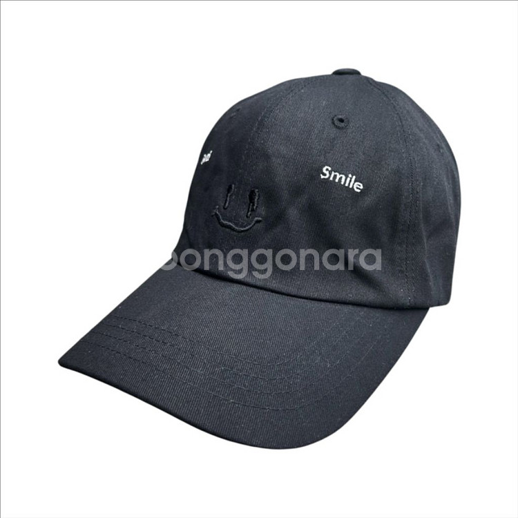 커스텀멜로우 새드스마일 볼캡 모자 블랙--1