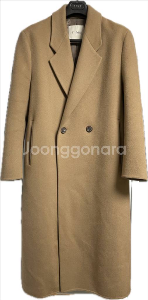 타임옴므 21fw 베이지 더블 맥시 코트 100사이즈--0
