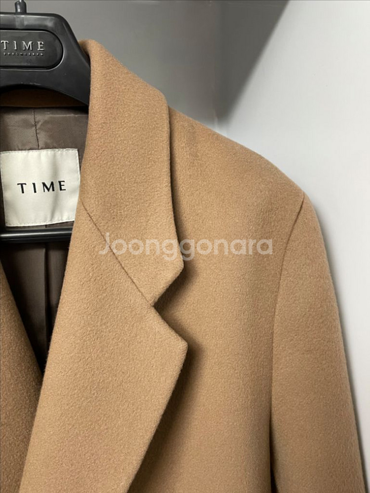 타임옴므 21fw 베이지 더블 맥시 코트 100사이즈--2