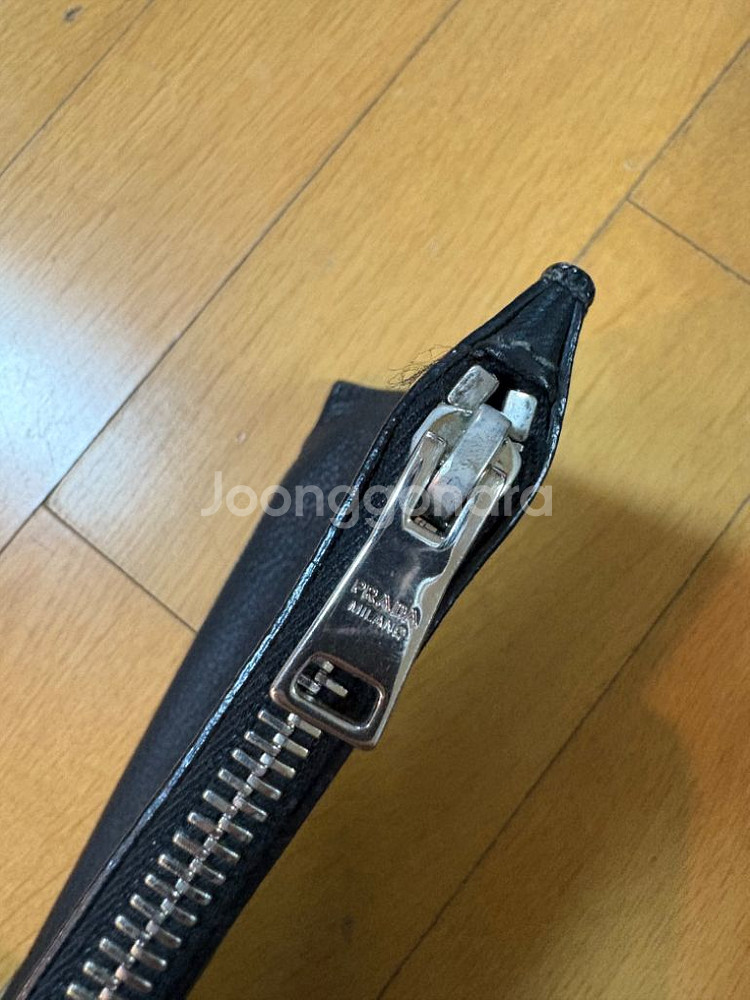 정품 프라다 블랙 레더 파우치 클러치 24x14--4