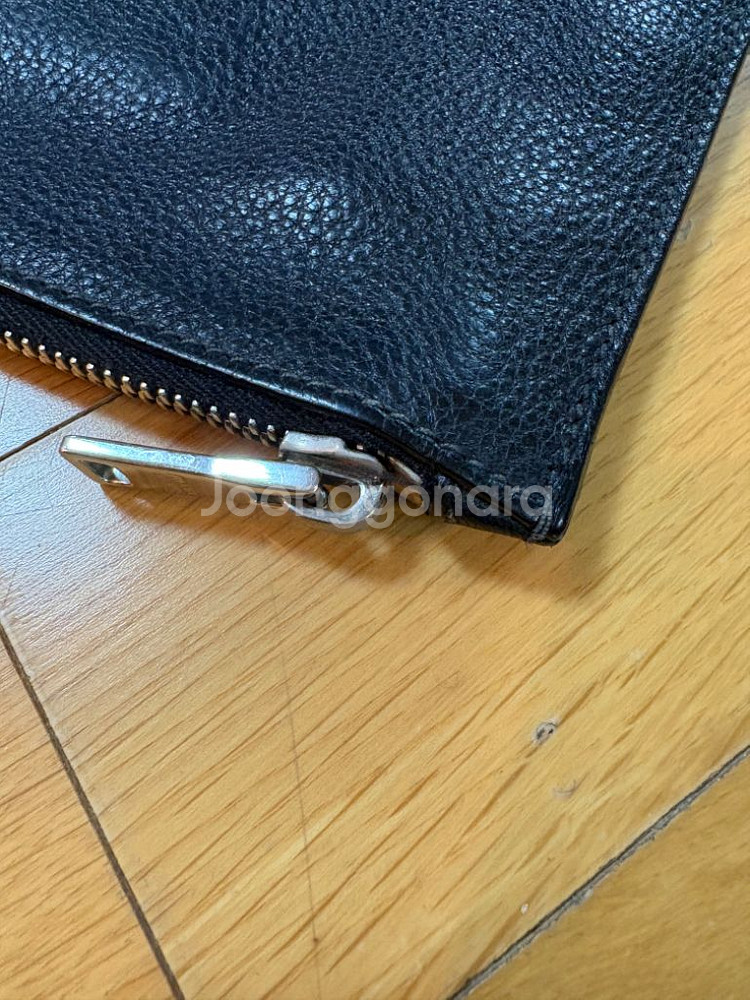 정품 프라다 블랙 레더 파우치 클러치 24x14--9