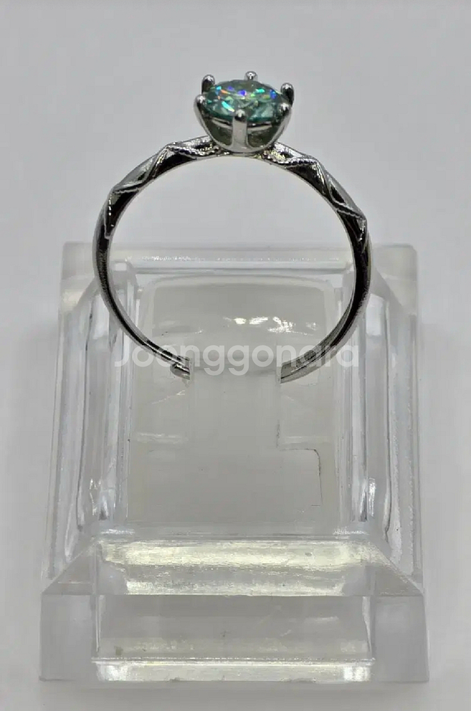 새제품 찐한 민트 모이사나이트 1캐럿 육각 심플 반지--3