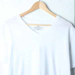 (L-XL) 타미힐피거 반팔 티셔츠 브이넥 화이트