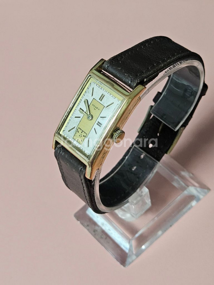 빈티지 프린집 남성용 수동태엽식 가죽시계/SWISS--0
