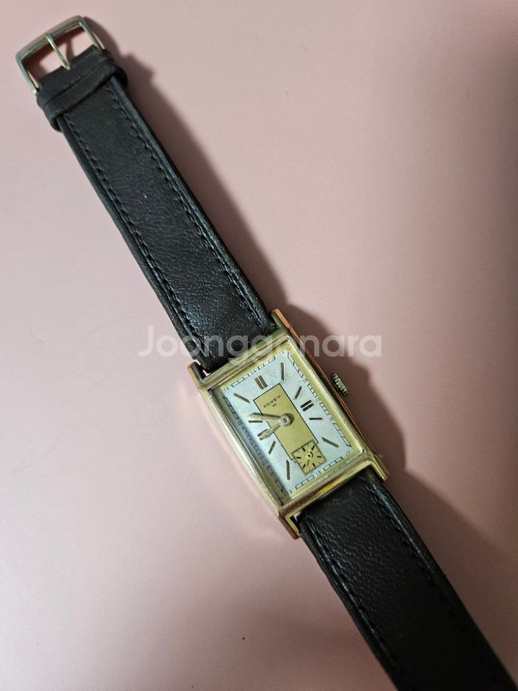 빈티지 프린집 남성용 수동태엽식 가죽시계/SWISS--1