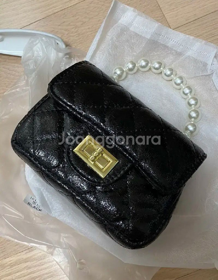 진주 미니 퀄팅백 블랙 새상품--3