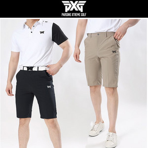 PXG 골프웨어 남성 베이직 밴딩 자수로고 하프 팬츠