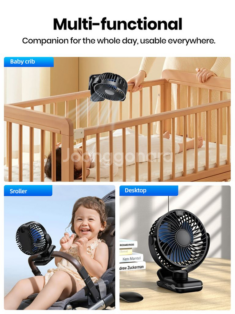 TOPK 휴대용 무선 충전식 집게형 선풍기 5000mA--2