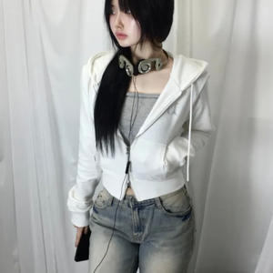 폴링업 큐빅 투웨이 크롭 후드집업 트레이닝
