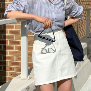 (F) 스트라이프 크롭 셔츠 한번 착용