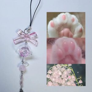 핑크 고양이 발바닥 후우링 비즈키링 | 후우링 비즈키링