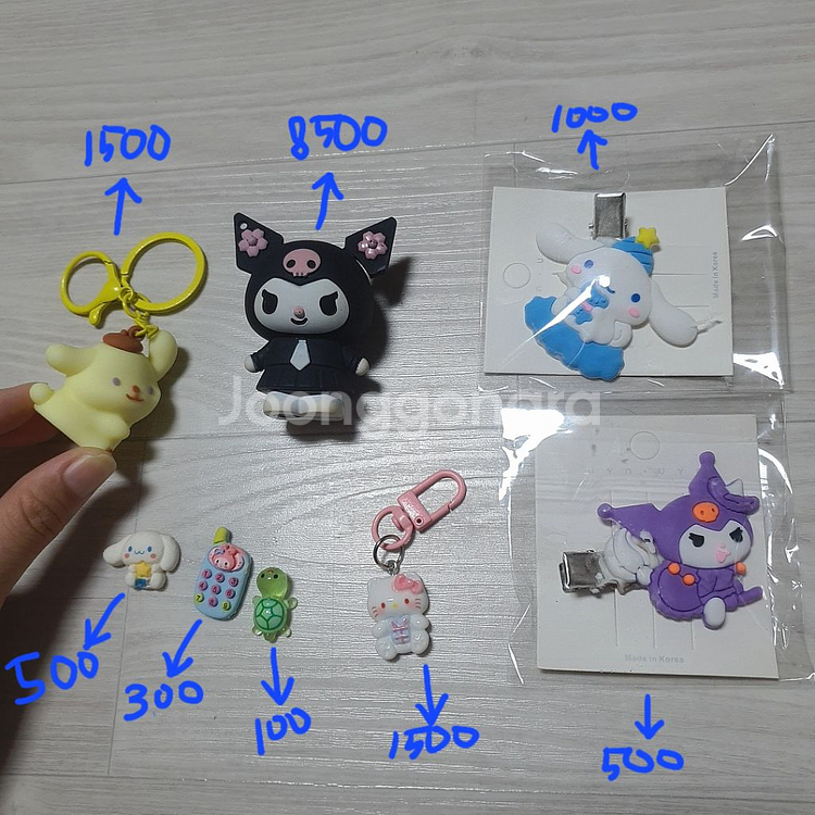 산리오 키링 머리핀 파츠 쿠로미 폼푸 키티 마멜 거북이--0