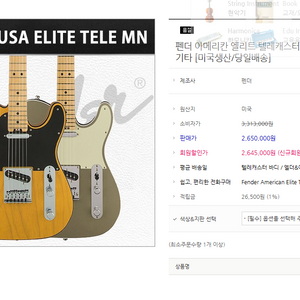 펜더 USA 텔레케스터 엘리트 팝니다 가격내림