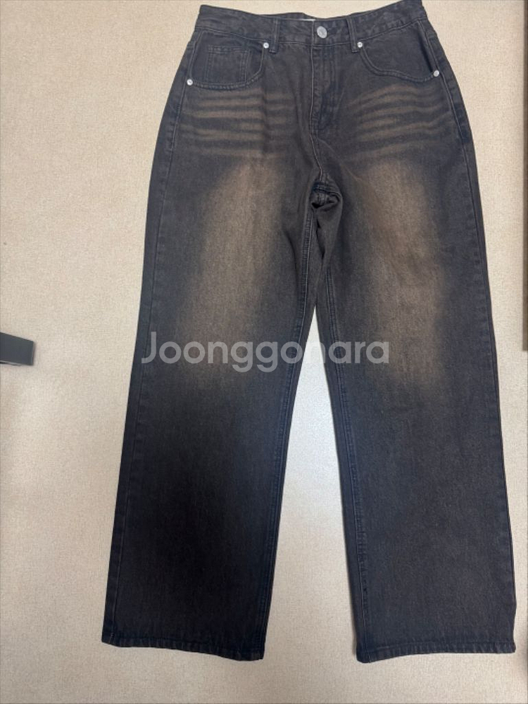 갈색 워싱 흑청 데님 팬츠 (m)--0