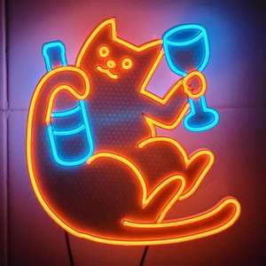 네온사인 고양이 와인 led 조명