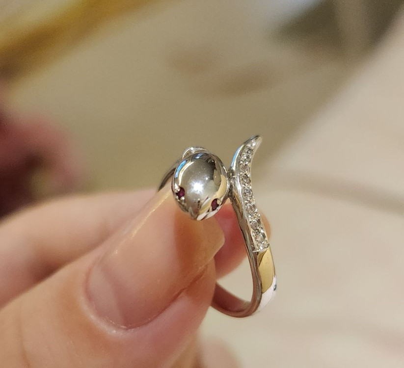 18k 화이트골드 뱀반지 8호--2