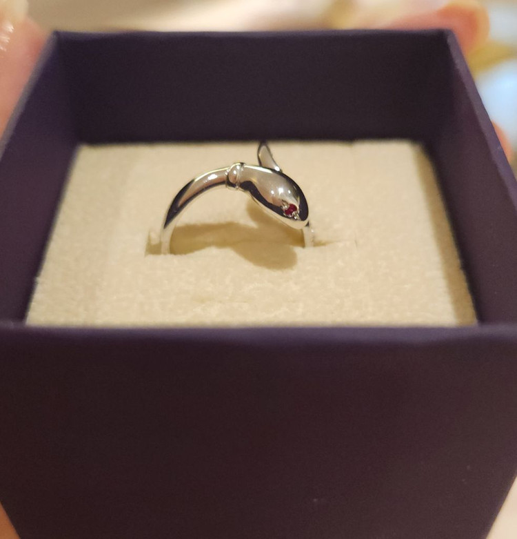 18k 화이트골드 뱀반지 8호--5