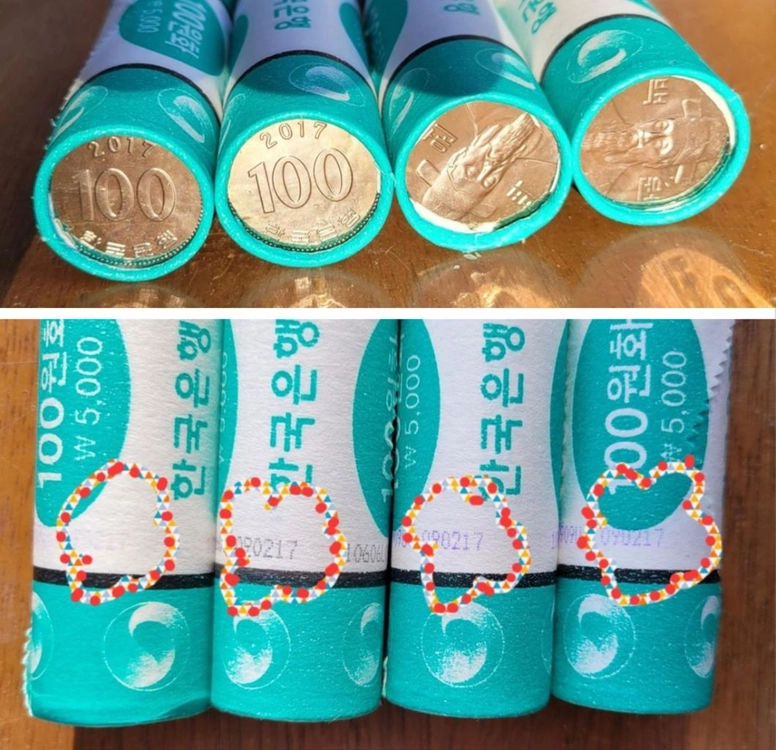 한국은행 2017년 100원 4롤주화 이미지