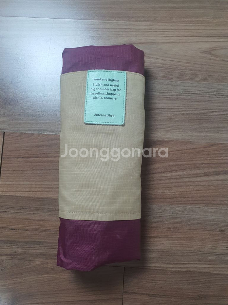 자주색 휴대용 접이식 에코백 여행가방 팔아요--2