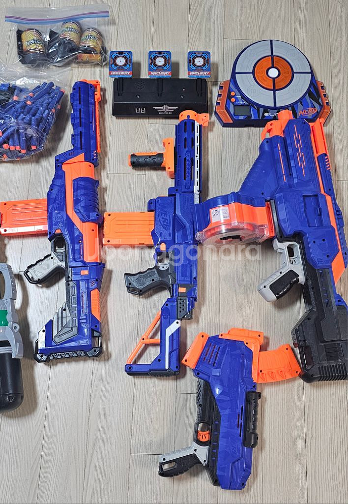 장난감 Nerf 총세트4정+너프건알+과녁+물총3정--2