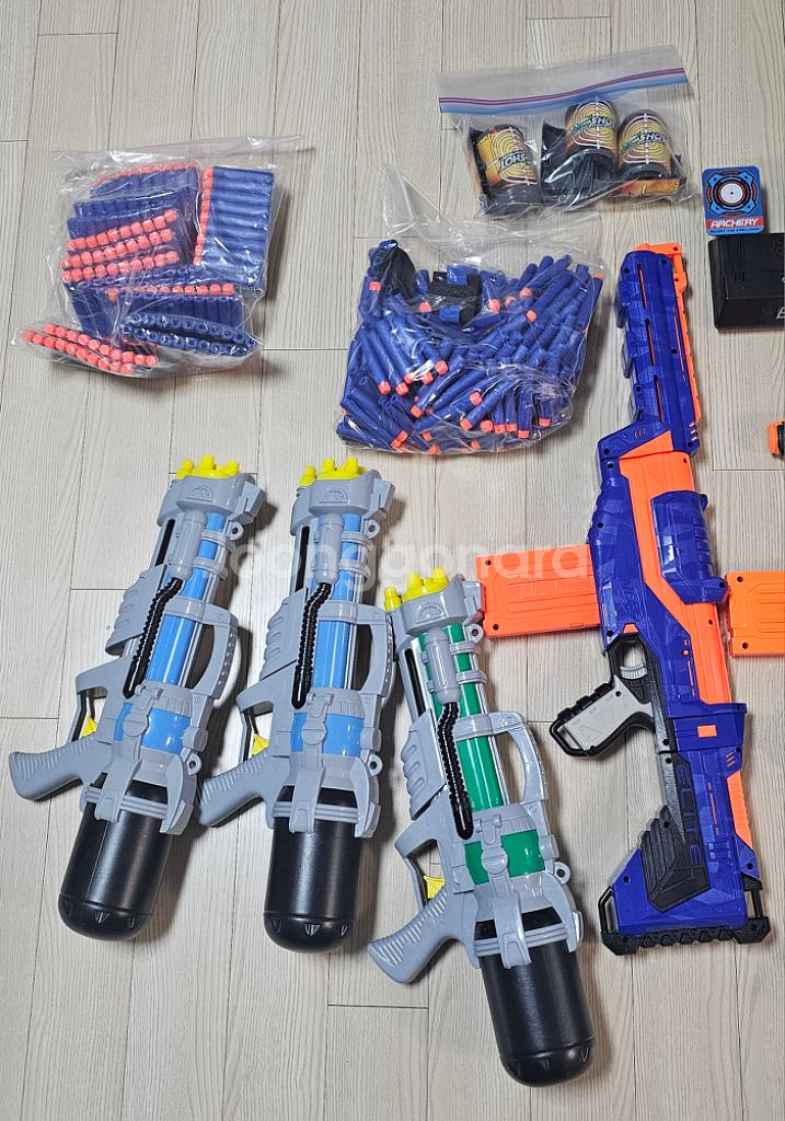 장난감 Nerf 총세트4정+너프건알+과녁+물총3정--3