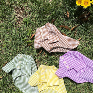 강아지옷 봄여름 체크블라우스 티셔츠 반려견옷 2XL