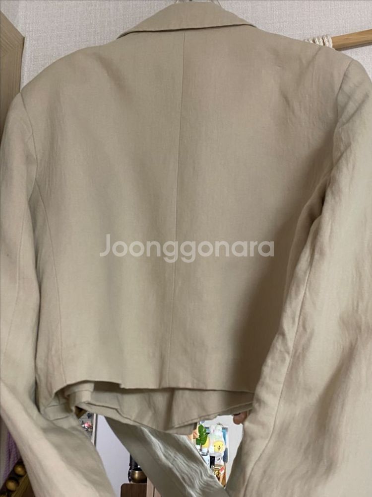 자라 크롭 린넨혼방 블레이저 M 베이지--7