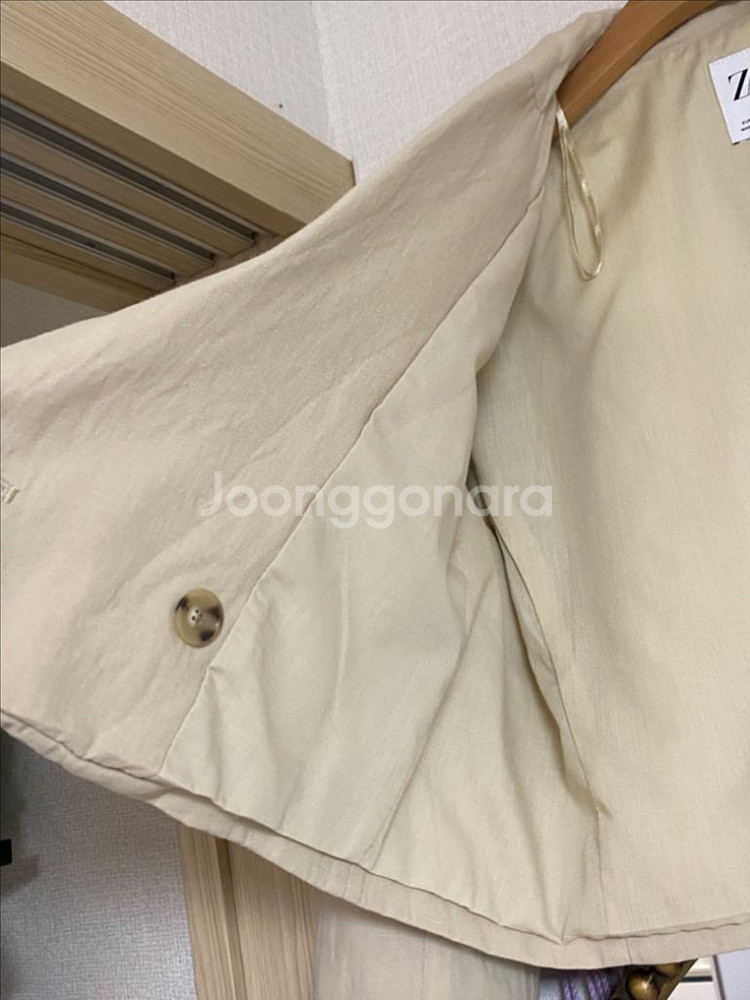 자라 크롭 린넨혼방 블레이저 M 베이지--8