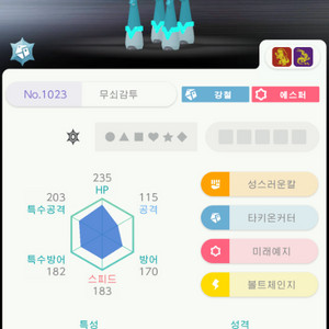 포켓몬 무쇠암석 무쇠감투 세트 판매합니다