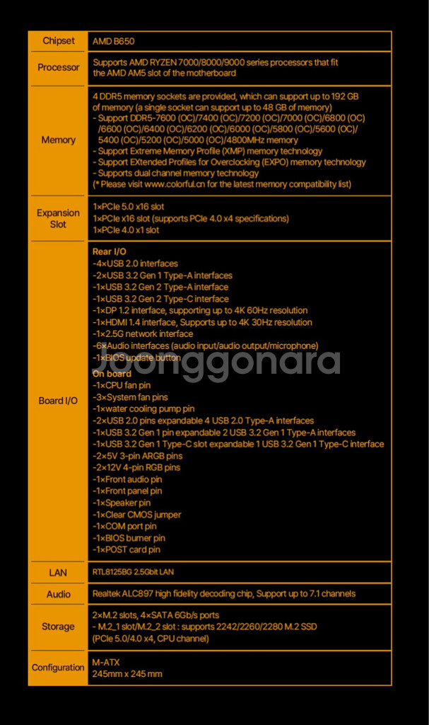 (미개봉)컬러풀 BATTLE-AX B650M-PLUS--8