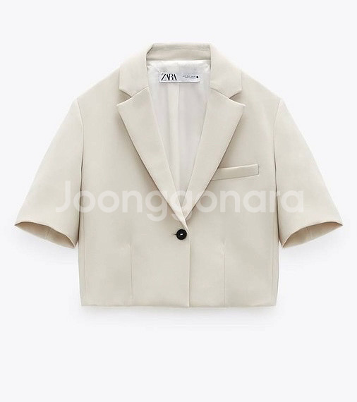 자라 반팔 크롭 블레이저 L 아이보리--1