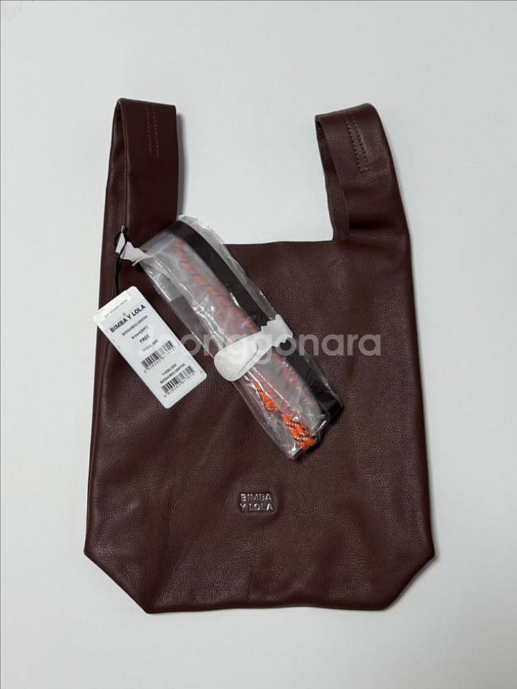 빔바이롤라 다크 브라운 미디움 레더 페이퍼 백--4