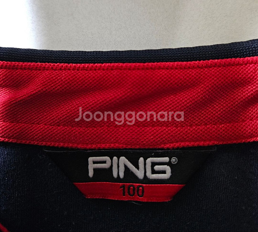100)핑 PING 골프웨어 곤색 긴팔 카라티셔츠--3