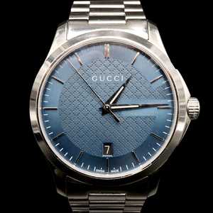 구찌 38MM 블루 스테인리스 스틸 G-타임리스 시계