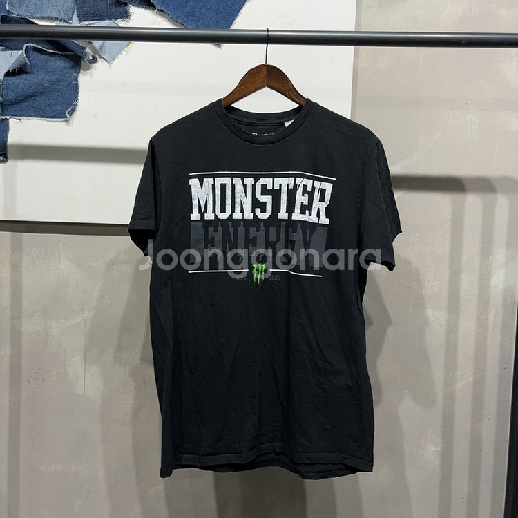 (100) 몬스터에너지 빈티지 프린팅 반팔티--0