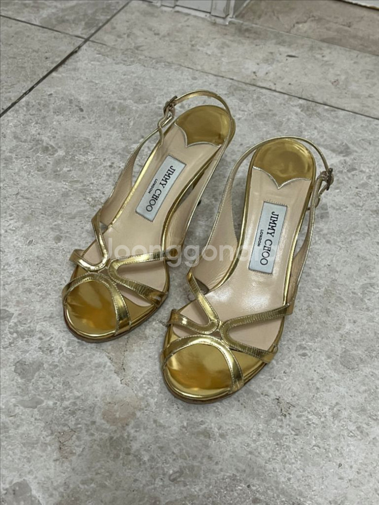Jimmy Choo 지미추 골드 슬랭백 샌들 힐--2