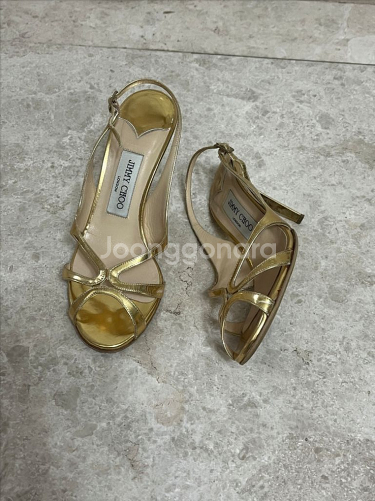 Jimmy Choo 지미추 골드 슬랭백 샌들 힐--3