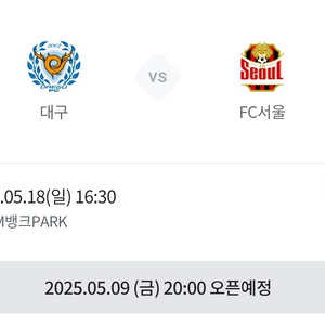 5/18 대구fc 서울 경기 선예매 1인!