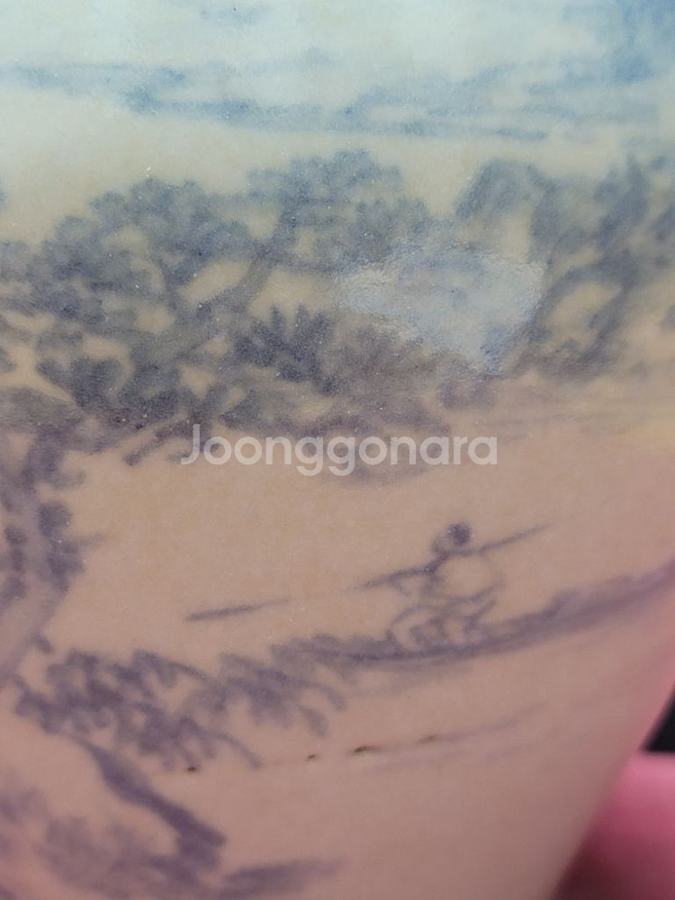 백자 청화 산수문 광구매병--2